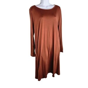 Wool& Rowena Long Sleeve Merino Wool Blend Swing Dress Xl Long